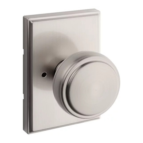Kwikset 730SOKTRCT-15 Sora Knob with Traditional Rectangular Rose Privacy Door Lock with 6AL Latch and RCS Strike Satin Nickel Finish