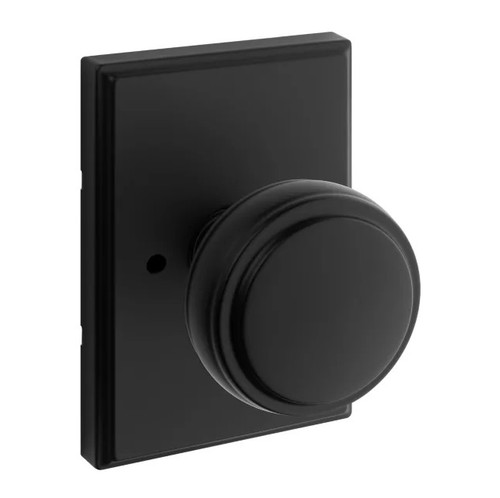 Kwikset 730SOKTRCT-514 Sora Knob with Traditional Rectangular Rose Privacy Door Lock with 6AL Latch and RCS Strike Matte Black Finish