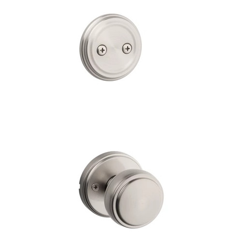 Kwikset 968SOK-15 Sora Knob with Traditional Round Rose Interior Dummy Handleset Trim Satin Nickel Finish