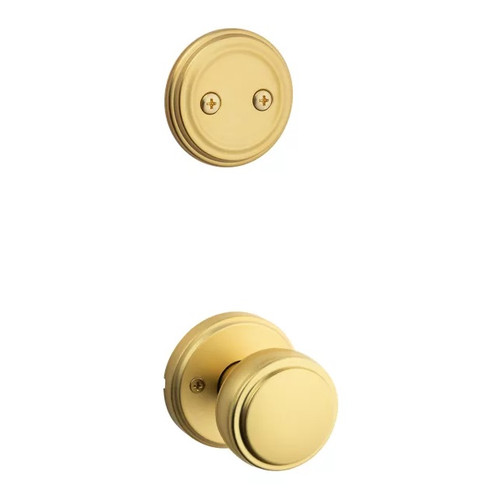 Kwikset 968SOK-4 Sora Knob with Traditional Round Rose Interior Dummy Handleset Trim Satin Brass Finish
