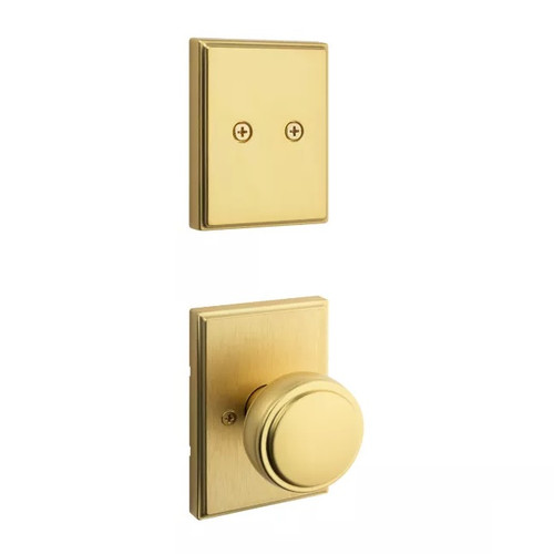 Kwikset 973SOKTRCT-4 Dummy Interior Sora Knob with Traditional Rectangular Rose Trim Satin Brass Finish