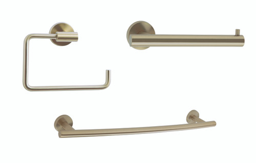 Amerock ARRONDIBBZ1 Bathroom Kit with BH26540BBZ Tissue Roll Holder BH26541BBZ Towel Ring BH26543BBZ Towel Bar Golden Champagne Finish