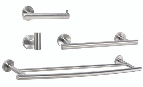 Amerock ARRONDISS10 Bathroom Kit with BH26540SS Tissue Roll Holder BH26546SS Towel Bar BH26545SS Double Towel BH26542SS Robe Hook Stainless Steel Finish
