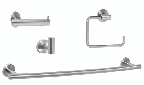 Amerock ARRONDISS7 Bathroom Kit with BH26540SS Tissue Roll Holder BH26541SS Towel Ring BH26544SS Towel Bar BH26542SS Robe Hook Stainless Steel Finish