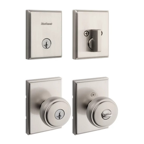 Kwikset 258TRCT-740SOKTRCT-15 Satin Nickel Crosstown Low Profile Single Cylinder Deadbolt with Sora Keyed Entry Knob