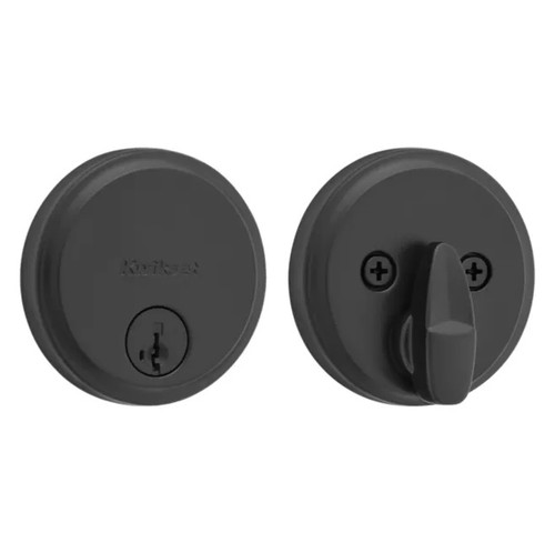 Kwikset 258-514S.STRKP Hometown Low Profile Single Cylinder SmartKey Deadbolt with 6AL Latch and STRKP Strike Pack which includes Square Corner, Round Corner and 5303 Round Corner Full Lip Strikes Matte Black Finish