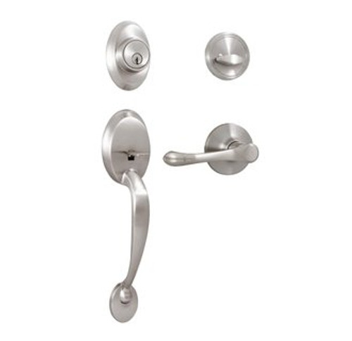 Weslock 2810V-N Satin Nickel Hillcrest Single Cylinder Handleset with Somerset Lever