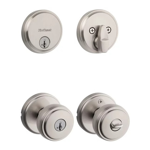 Kwikset 258-740SOK-15 Satin Nickel Hometown Single Cylinder Deadbolt with Sora Keyed Entry Knob