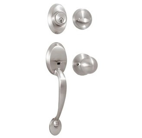 Weslock 2810G-N Satin Nickel Hillcrest Single Cylinder Handleset with Hudson Knob