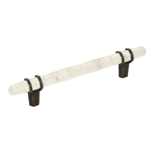 Amerock BP36649MWORB Carrione 5-1/16" (128 mm) Center to Center Cabinet Pull Marble White and Oil Rubbed Bronze Finish