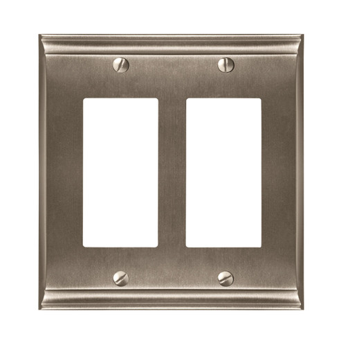Amerock BP36505G10 7-3/10" x 4-3/4" Candler Double Rocker Wall Plate Satin Nickel Finish