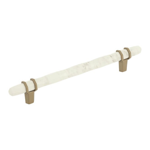 Amerock BP36650MWBBZ Carrione 6-5/16" (160 mm) Center to Center Cabinet Pull Marble White and Golden Champagne Finish