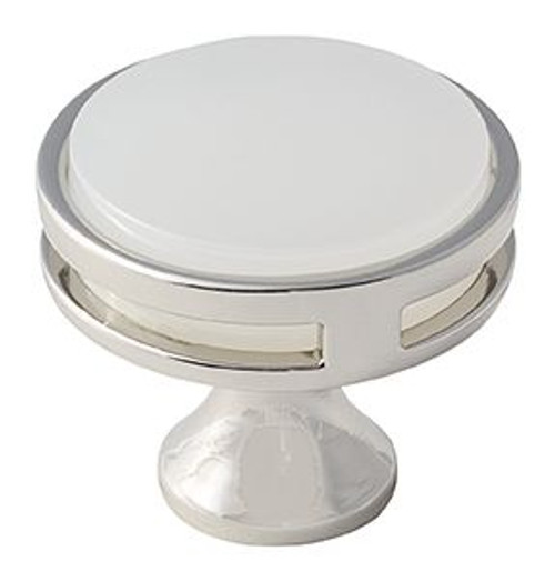 Amerock BP36608PNFA 1-3/8" (35 mm) Diameter Frosted Acrylic Oberon Cabinet Knob Bright Nickel Finish