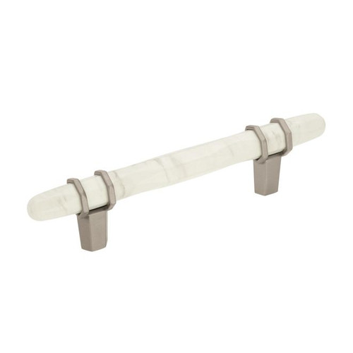 Amerock BP36648MWG10 Carrione 3-3/4" (96 mm) Center to Center Cabinet Pull Marble White and Satin Nickel Finish