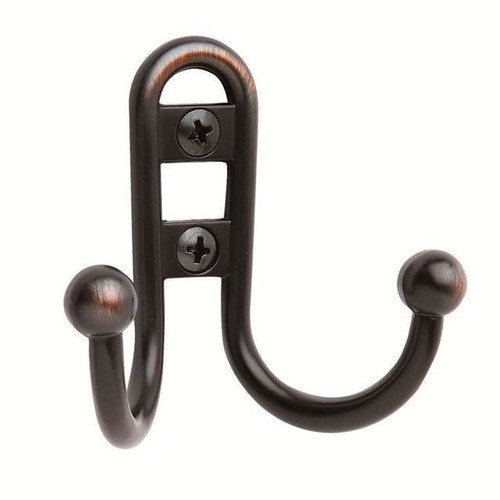 Amerock H55457ORB Double Prong Robe Hook Oil Rubbed Bronze Finish
