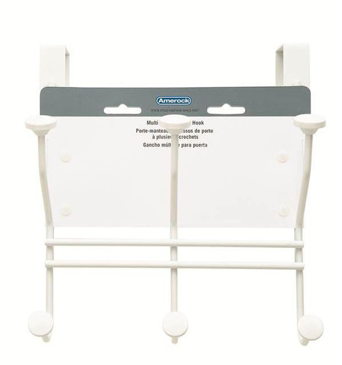 Amerock H55548GW Multi Over-the-Door Hook Rack Gloss White Finish Amerock H55548GW Multi Over-the-Door Hook Rack Gloss White Finish