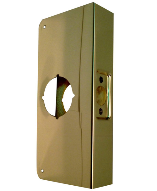Don-Jo 4-PB-CW Polished Brass Door Wrap-Around for Cylindrical Door Locks with 2-1/8" Hole