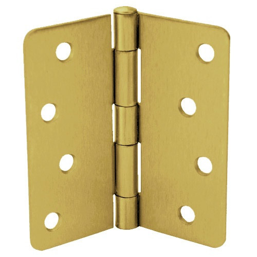 Don-Jo RPB74040-14-633 US4 Satin Brass Plated, Clear Coated 4" 1/4 Radius Residential Hinge