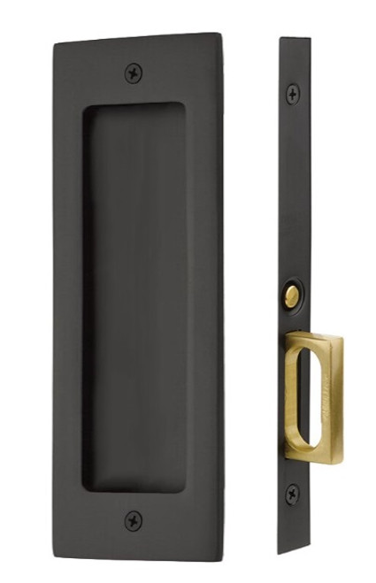Emtek 2114US19 Flat Black Modern Rectangular Passage Pocket Door Mortise Lock