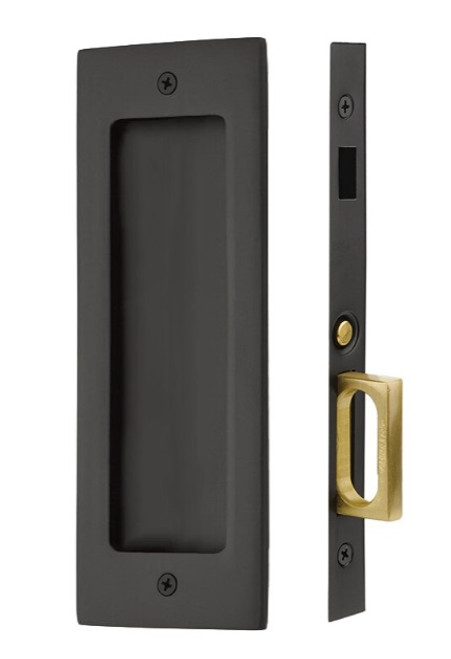 Emtek 2116US19 Flat Black Modern Rectangular Dummy Pocket Door Mortise Lock