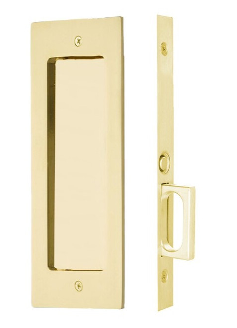 Emtek 2114US3 Lifetime Polished Brass Modern Rectangular Passage Pocket Door Mortise Lock