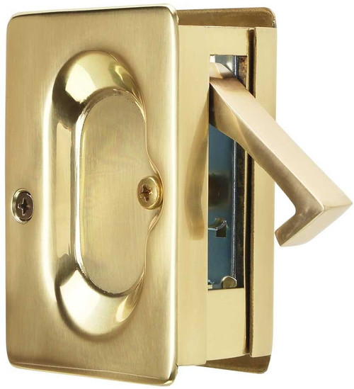 Emtek 2101US3 Polished Brass Passage Pocket Door Lock