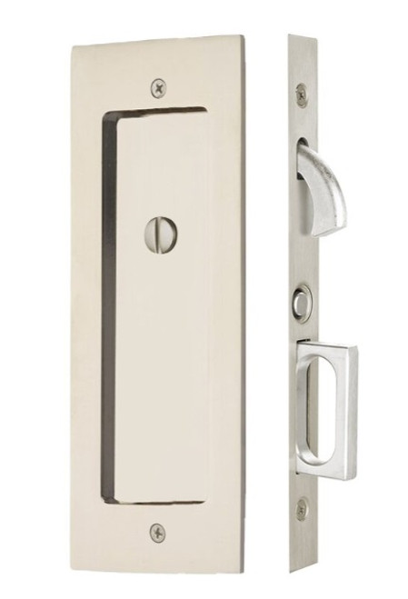 Emtek 2115US14 Polished Nickel Modern Rectangular Privacy Pocket Door Mortise Lock