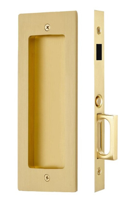 Emtek 2116US4 Satin Brass Modern Rectangular Dummy Pocket Door Mortise Lock