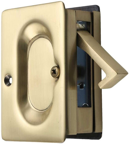 Emtek 2101US4 Satin Brass Passage Pocket Door Lock