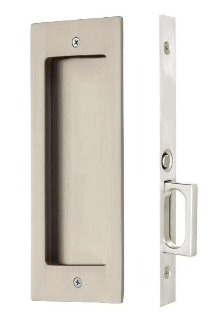Emtek 2113US15 Satin Nickel Modern Rectangular Keyed Pocket Door