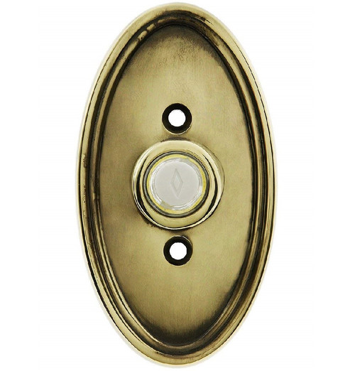 Emtek 2402US7 Antique Nickel Doorbell Button with Oval Rosette