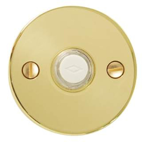 Emtek 2458US4 Satin Brass Doorbell Button with Disk Rosette