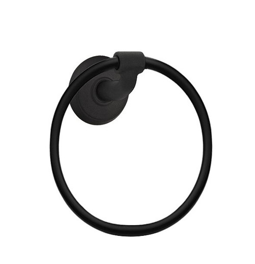 Emtek 2501FBS Flat Black Steel Wrought Steel Towel Ring