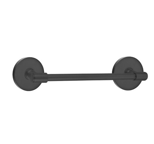 Emtek 29025US19 Flat Black 12" Transitional Brass Towel Bar with Your Choice of Rose