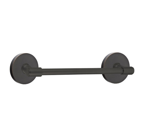 Emtek 29025US10B Oil Rubbed Bronze 12" Transitional Brass Towel Bar with Your Choice of Rose