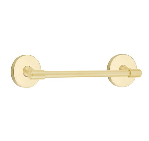 Emtek 29025US4 Satin Brass 12" Transitional Brass Towel Bar with Your Choice of Rose