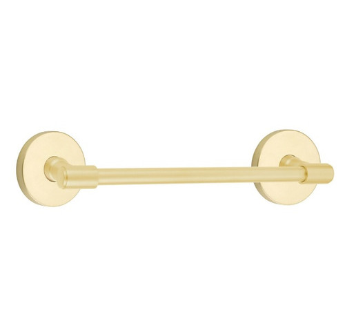 Emtek 29026US4 Satin Brass 18" Transitional Brass Towel Bar with Your Choice of Rose