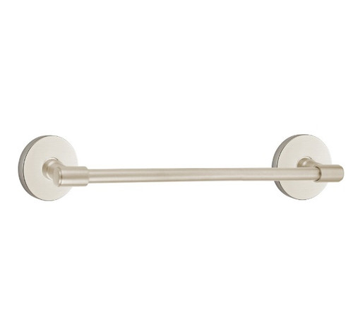 Emtek 29027US15 Satin Nickel 24" Transitional Brass Towel Bar with Your Choice of Rose