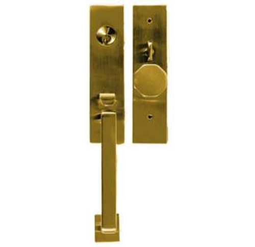 Emtek 3047US4 Satin Brass Mormont Style Dummy Mortise Entryset with Your Choice of Handle