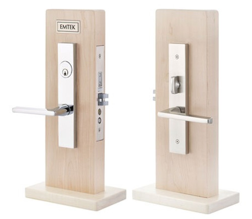 Emtek 3019US15 Satin Nickel Brisbane Style Dummy Mortise Entry Set with Your Choice of Handle