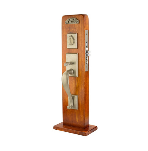 Emtek 3024TWB Tumbled White Bronze Rectangular Style Dummy Mortise Entryset with Your Choice of Handle