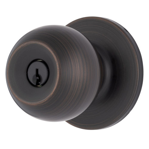 Brinks E2415150 Raleigh Series Keyed Entry Transitional Ball Knob and Round Rose with 4 Way Adjustable Latch and Round Corner Full Lip Strike Tuscan Bronze Finish