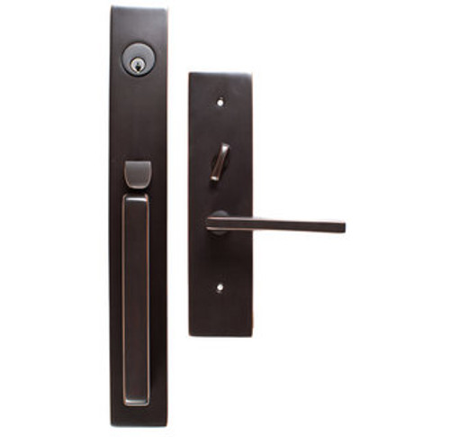 Emtek 3348US19 Flat Black Lugano Style Single Cylinder Mortise Entryset with your Choice of Handle