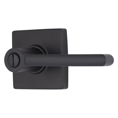 Brinks E2437122 Mendocino Series Privacy Contemporary Lever and Square Rose with 4 Way Adjustable Latch and Round Corner Full Lip Strike Matte Black Finish