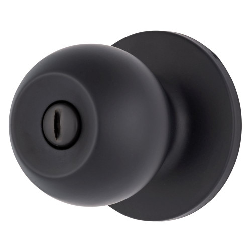 Brinks E2435122 Raleigh Series Privacy Transitional Ball Knob and Round Rose with 4 Way Adjustable Latch and Round Corner Full Lip Strike Matte Black Finish