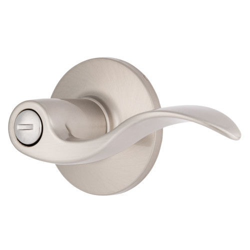 Brinks E2438119 Raleigh Series Privacy Transitional Wave Lever and Round Rose with 4 Way Adjustable Latch and Round Corner Full Lip Strike Satin Nickel Finish