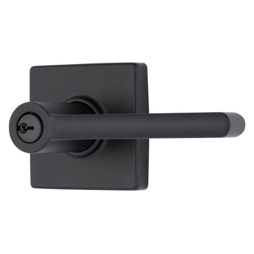 Brinks E2417122 Mendocino Series Keyed Entry Contemporary Lever and Square Rose with 4 Way Adjustable Latch and Round Corner Full Lip Strike Matte Black Finish