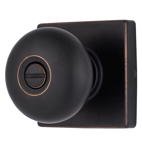 Brinks E2436150 Mendocino Series Privacy Contemporary Ball Knob and Square Rose with 4 Way Adjustable Latch and Round Corner Full Lip Strike Tuscan Bronze Finish
