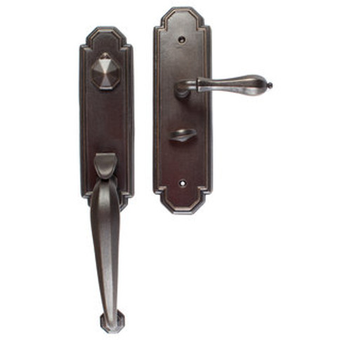 Emtek 3333FB Flat Black Octagon Style Single Cylinder Mortise Entryset with your Choice of Handle