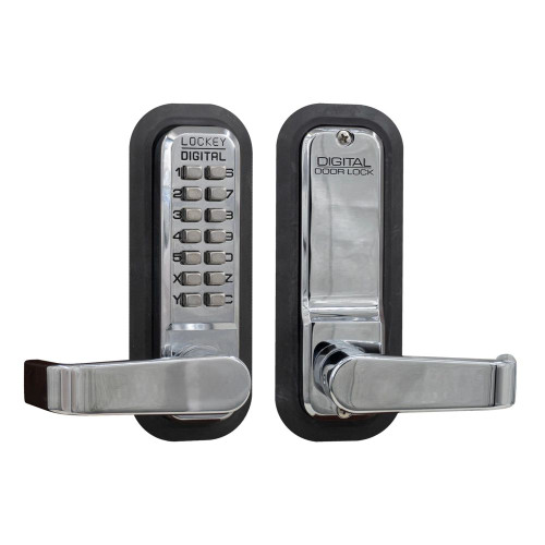 Lockey 2835BC Mechanical Keyless Lever Lock with Passage Function and Single Combination Bright Chrome Finish